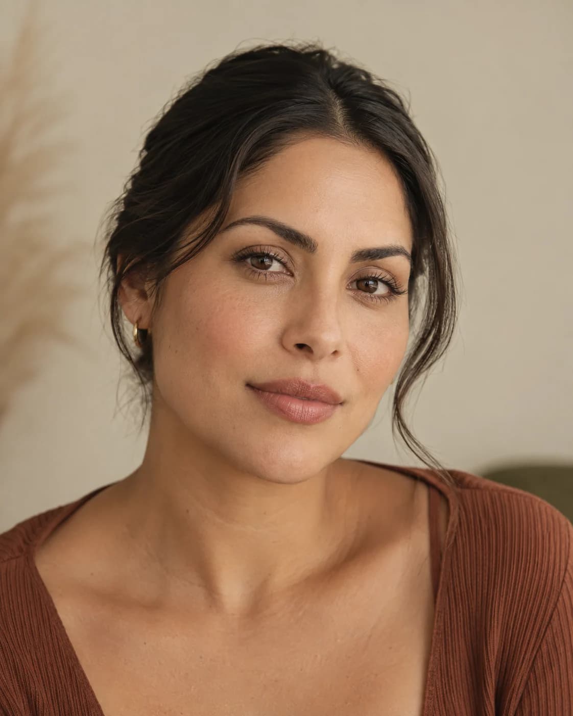 Belleza natural, cejas definidas y labios en tonos suaves. Imagen ilustrativa creada con IA.